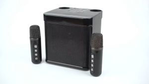 YS-203 3D Stereo Party KTV Portable Bluetooth Multi Function with Dual Wireless Microphone Karaoke Speaker