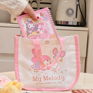 Sanrio | Sanrio Cartoon Canvas Bag Environmental Protection Bag Lunch Box Bag Fashion Handbag Large Capacity Handbag Storage Bag