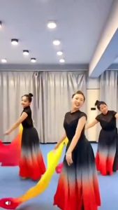 1 PCS 180cm Belly Dance Performance Long Fans Silk Multicolored Bamboo Handle Adult Dance Fan