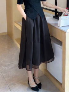XUNYI | Chân Váy A-Line Sang Trọng Màu Khaki