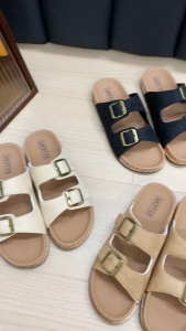 SoleQuest Sandals for Women Casual Slip On with Adjustable Two Straps Slipper Made of Suede Material Fashion Flat Slippers#WT390