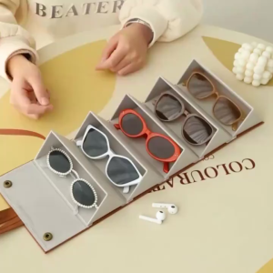 Folding Portable Glasses Travel PU Leather Case Home Storage Sunglasses Organizer Box Multi-slot Eye