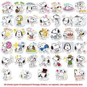 Waterproof Snoopy Stickers 100 Sheets Cute Cartoon Emotion Decorative Decals for Water Cup Notebook Creative Decoration