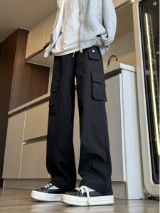 กางเกงยีนส์ทรงตรงลำลองสำหรับผู้ชาย ทรงหลวม ทรงฤดูใบไม้ผลิและฤดูใบไม้ร่วง ทรงลำลอง กางเกงยีนส์ทรงตรง