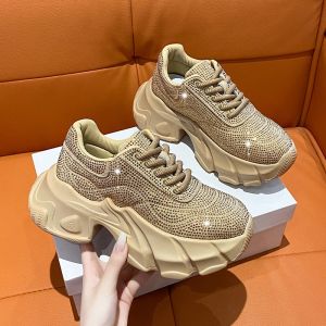 Shoes for Women 2025 New Shiny Rhinestone Womens Sneakers Shoes Autumn Korean Fashion Thick Sole Sports Shoes Zapatos De Mujer