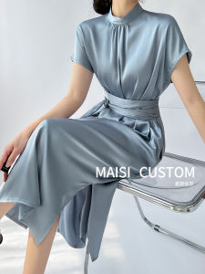 MASSCSALLY | Elegant Slimming Summer Dress Women Long Acetate Satin