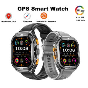 2025 New GPS Smart Watch Men 1.96-inch HD AMOLED Screen Compass Bluetooth Call 5ATM Waterproof Sport Smart Watch for Android iOS
