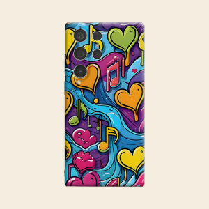 Colorful Music Heart Graffiti Luxury Fashion Full Lens Protective Case for Samsung Galaxy S26 S25 S24 A56 A36 Plus Ultra