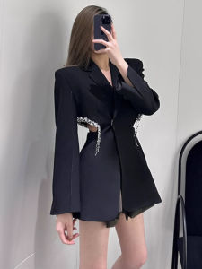 เสื้อสูทผู้หญิงทรงหลวม ดีไซน์หรูหรา แขนยาว ปกโปโล สไตล์ทำงาน ชุดทำงาน แฟชั่นฤดูใบไม้ร่วง ลำลอง