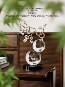 MIYU | Lucky Deer and Gourd Crystal Decorative Piece
