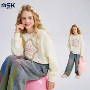 Ask Junior | Soft 3D Stars Girls Hoodie Autumn/Spring