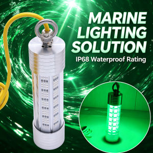 200W Đèn LED Xanh Câu Cá Dưới Nước Đèn Câu Cá Ban Đêm Hợp Kim Nhôm Cá Thu Hút Mồi Đèn Cho Nước Mặn