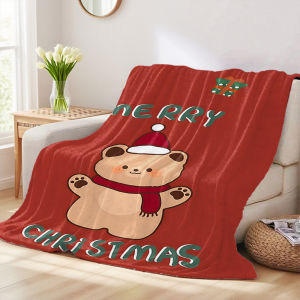 Beast Kingdom | Xmas Bear Winter And Summer Dual-Use Comfortable Flannel Blanket Soft And Sticky Sofa Cover Blanket Exquisite Gift