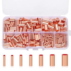 250Pcs Copper Wire Ferrules Kit 7 Size Non Insulated Crimp Connectors Electrical Terminal Assortment for Secure Wiring