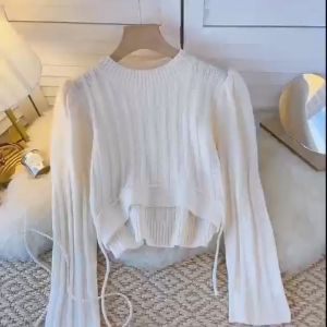 Korean Sweater Crop Top Polos Wanita Lengan Panjang 2022