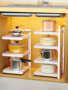 Có Thể Điều Chỉnh Nhiều Lớp Trắng Giá Để Nồi Nhà Bếp Kệ Chứa Đồ Đa Năng Đế Bồn Rửa Mặt Bàn Kim Loại Tổ Chức Cho Gia Đình