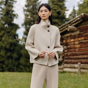 Koradior | Dual High Collar Reversible Wool Coat Winter