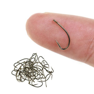 100/200PCS #12 ~ #22 Fly Fishing Dry Fly Hook Standard Wire Bronzed Nymph Curved Hook Small Fly Lures Tying Material
