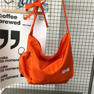 Casual Nylon Crossbody Bag for Men Large Capacity Shoulder Bag with Zipper Closure Soft Strap Pure Color Japanese Style