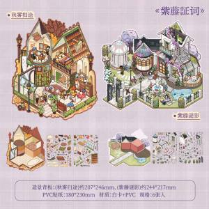 2 Style Detective Series Double Enjoyment Set Landscape Flat Stickers European Style Miniature Scene DIY Decompression Stickers