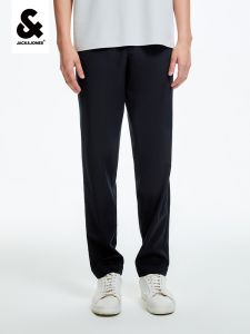กางเกงลำลองผ้ายืดลายปักสไตล์ธุรกิจ Jack Jones ทรงหลวม กางเกงขายาวทรงตรง ผ้าผสม Lenzing สำหรับผู้ชาย