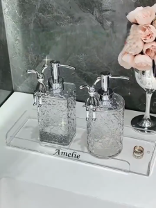 YHOME Botol Tempat Sabun Pump 400ml Akrilik Tempat Sampo Dispenser Sabun Cair Transparan Aesthetic KHM K1163