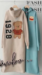 Baju Dress Hoodie Wanita Jumbo OVERSIZE GRACE GRACE Lengan Panjang Rok Tudung