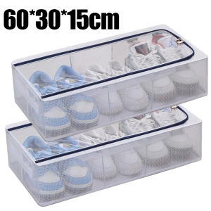 2ชิ้น กล่องเก็บรองเท้าขนาดใหญ่ / กล่องเก็บรองเท้าแบบใสพร้อมฝาปิด / ชั้นวางรองเท้าพับได้ / กล่องใส่รองเท้าแบบซ้อนได้สำหรับโชว์รองเท้าผ้าใบ