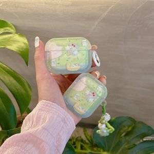 Spring River Picnic Cat Friendly Green Fresh Style Airpods Pro2 Apple 4th Gen Wireless Bluetooth Earphone Case Protective Cover for Women