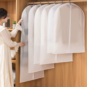 Thickened Dustproof Waterproof Bag For Clothes | Washable & Reusable Hanging Garment Cover | Transparent Suit Bag Zipper