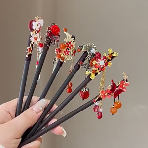 Trâm Cài Tóc Cổ Phong Đỏ Ruby – Trâm Đính Hoa Sang Trọng Quyến Rũ LILA TRAMGO