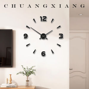 Modern Minimalist Acrylic Wall Clock for Living Room And Bedroom Silent Sticker on Wall DIY Digital Clock round Shape Battery Powered