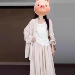 Spring 2025 New Arrival Shirt Dress Set Womens Fashion Traditional Chinese Style High Waist Long Skirt Elegant Sensation