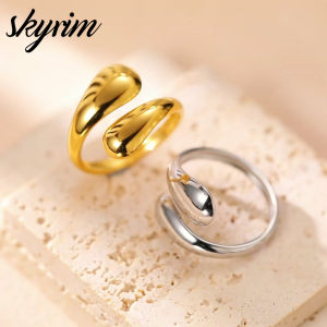 Skyrim nam và nữ nhẫn bằng thép không gỉ tối giản Kích thước có thể điều chỉnh trang sức thời trang