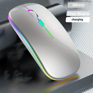 LED Wireless BT Mouse Ultra-thin Rechargeable Silent BT Mouse with USB Receiver BT/2.4G Portable Optical Computer Mouse