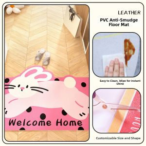 ZHIBAIJIA | Pink Bow Cute Cartoon Easy Clean PVC Door Mat
