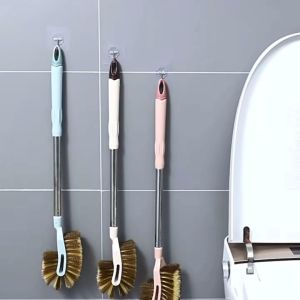 Stainless steel long handle brush for toilet bowl cleaner double sided toilet brush scrubber brush soft bristle brush for cleaning brush for bathroom brush scrub toiletbrush cleaner toilet cleaner brush set round brush for 5 gallon bathroom cleanerBINLU
