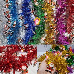 SLINGER SANTA CLAUS natal tali bulu rumbai hiasan merry christmas kantor hotel rumah sakit sekolah minggu parcel gereja hiasan dekorasi panjang murah hampers dekorasi garland tinsel aksesoris photobooth