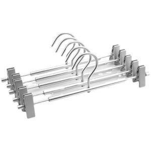 5 Gói Móc Treo Quần Nhôm Vàng Mờ Cao Cấp Kim Loại Nhẹ Mịn Bền Có Kẹp Móc Xoay Cho Váy Và Giá Treo Quần