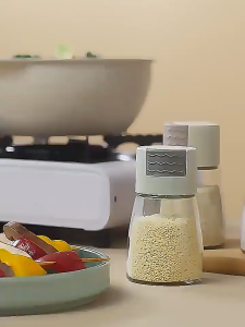 Lọ Đựng Gia Vị Thủy Tinh Bấm Nút Thông Minh Định Lượng Đường Muối Tiêu Hũ Gia Vị Nhà Bếp Tiện Lợi