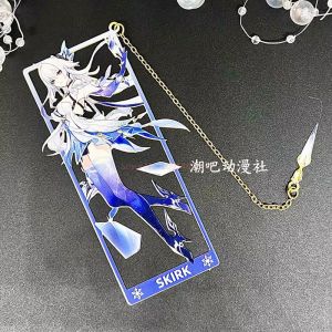 Official Genshin Impact Metal Bookmark Set Skirk Furina Scaramouche Kinich Valessa Character Stand Anime Desk Decor Gift