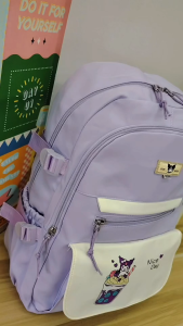 🔺D1-3499 - KUROMI Design 43CM Korea Backpack / Beg Galas Sekolah Rendah & Menengah / Kanak-Kanak Kids Backpack