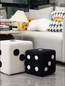 Creative Dice Stool Wool Dice  Low Stool Home Door Shoe Living Room Sofa Stool Cotton Small Stool