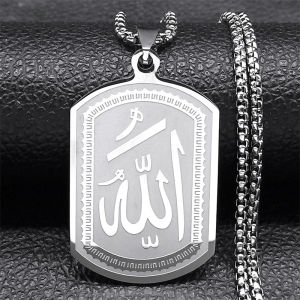 Islamic Arab Allah Blessing God Necklaces Men/Women Stainless Steel Black Color Arabic Necklace Jewelry acero inoxidable joyeria
