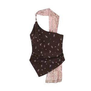 YUEZHONGWEI | Áo ba lỗ không tay kiểu Pháp hở lưng họa tiết hoa mùa hè cho nữ thiết kế mới không phải hàng hóa đại trà Áo khoác ngoài