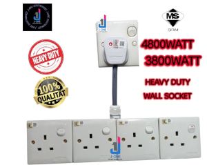 A-P 3200 Wall socket Power Plug Socket with Switch & Indicator Light | UK 3-Pin Plug 100cm/200cm/300cm Cable MS SIRIM