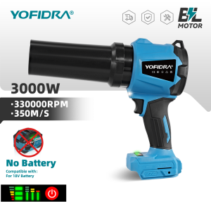 YOFIDRA 3000W 330000RPM Brushless Electric Turbo Fan Blowers 650M/S Cordless Leaf Snow Dust Cleaner Tools For Makita Battery Pin