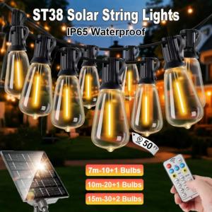 Plug in&Solar Powered LED String Lights Outdoor/Indoor Waterproof Festival Lights with Light Bulb Fairy Light Party Patio String Light Festival Camping Decor Lighting Christmas lights Christmas decorations