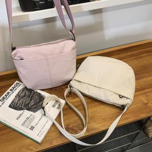 Spring New Small Travel Bag Washed Nylon Crossbody Single Shoulder Bag Versatile Compact Camping Style Soft Handle Casual Leisure