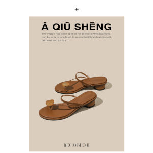 French Style Toe-Open Sandals Womens Shoes 2024 New Thick Heel Roman Style Slip-On Summer Casual Footwear Outerwear Design